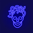 © Anastasia Gapeeva - Cyberpunk skull with wires outline icon. Futuristic cyborg. Bio-robot gadgets