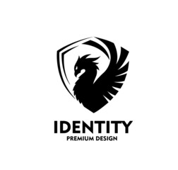 Wall Mural - Phoenix shield monogram logo vector