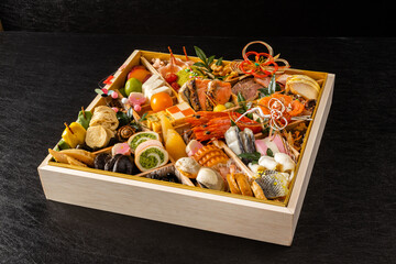 典型的なおせち料理　Japanese food  New Year dishes (OSECHI)