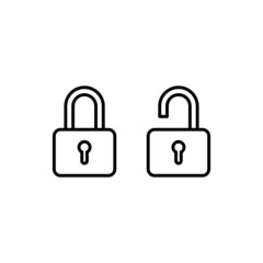 Poster - Set of Simple Lock and Unlock Icon Illustration Design, Flat Lock and Unlock Symbol with Outlined Style Template Vector