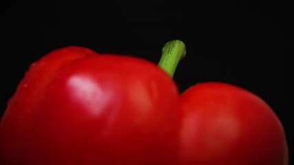 Wall Mural - Red sweet pepper on a black background, macro and close-up view 