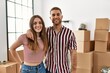 © Krakenimages.com - Young caucasian couple smiling happy at new home.