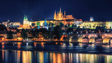 The city of Prague by night