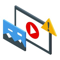 Sticker - Anonymous video play icon isometric vector. User character. Video anonymity