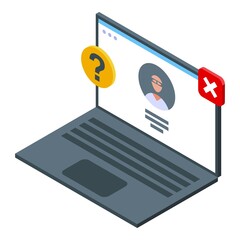 Poster - Laptop user icon isometric vector. Computer man. Web internet