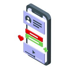 Poster - Phone app icon isometric vector. Hand cellphone. Smart finger