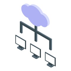 Poster - Pc network cloud icon isometric vector. Internet data. Server storage