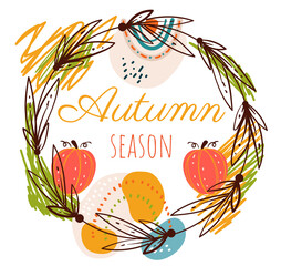 Wall Mural - Hello autumn frame banner design element illustration