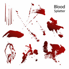 Aufkleber - Collection of different blood splatter or paint,Halloween concept,ink splatter background isolated on white background