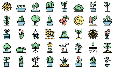 Poster - Plants icon. Outline plants vector icon thin line color flat on white