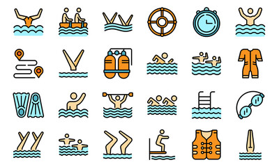 Wall Mural - Synchronized swimming icon. Outline synchronized swimming vector icon thin line color flat on white