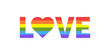 © Alano Design - Love with Heart Rainbow. Heart shape in lgbtq flag on white background. Pride Month Symbols. Love is love concept. Vector illustration