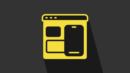Yellow Software, web developer programming code icon isolated on grey background. Javascript computer script random parts of program code. 4K Video motion graphic animation