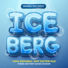 ice berg 3d frozen editable text effect cartoon style