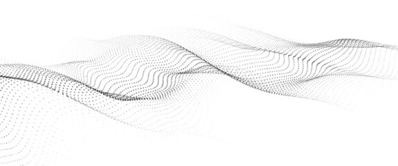 Fototapete - Dynamic wave of particles. Vector abstract futuristic background. Big data visualization.