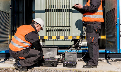 Wall Mural - execution of electrical measuring works on the power transformer