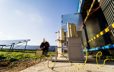 Wall Mural - execution of electrical measuring works on the power transformer
