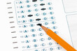 © JJ Gouin - Bubble sheet answer form with pencil. Education, test and exam concept