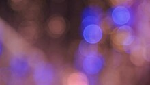 Abstract Blurred Blue, Orange And Yellow Bokeh Lights Background In 4k