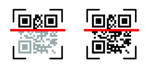 scan me, qr code scanning icon. mobile phone qr code payment, e wallet, cashless, info concept or sc