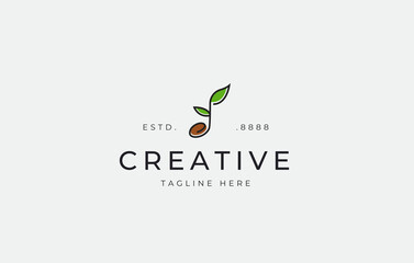 Fototapete - Plant seed logo, reforestation logo go green vector line art illustration