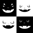 © Katerina Era - Scary and cute faces, Halloween emotions. Holiday pumpkin cutout outline.Illustration in flat simple style