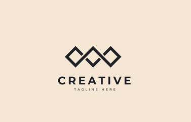 Fototapete - Three infinite Squares. Unique Triple Squares Logo Template, Triple O logo abstract.
