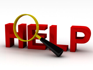 Poster - 3d rendering word help with lens