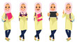 Collection of different pose Muslim teenager girl student