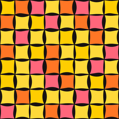 Poster - Fashion pillows wallpaper. Repeated colorful tiles or pillow shapes. Vector multicolor squared shapes.