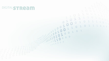 Leinwandbilder - Digital stream. Minimal design with binary code wavy connection