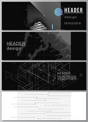 Poster - Vector layout of headers, banner design templates for website footer design, horizontal flyer design. Abstract technology black color science background. Digital data visualization. High tech concept.