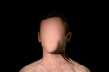 portrait on black background man without face