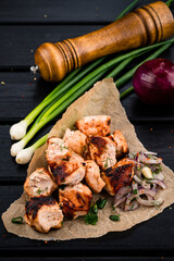 Sticker - Shish kebab with vegetables and spices. shish kebab meat