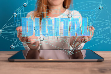 Aufkleber - Big data and artificial intelligence concept. Machine learning and cyber mind domination