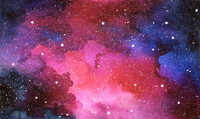 Wall Mural - Cosmic illustration. Beautiful colorful space background. Watercolor Cosmos