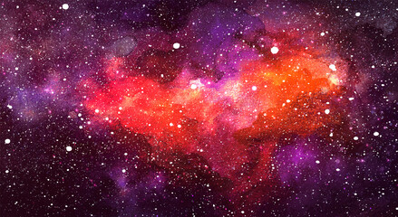 Wall Mural - Vector cosmic illustration. Beautiful colorful space background. Watercolor Cosmos