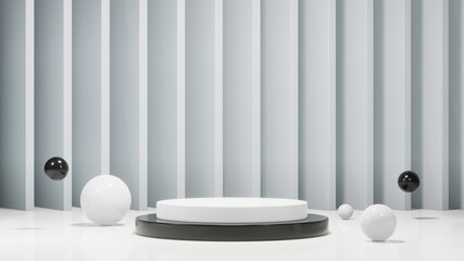Wall Mural - Minimalistic podium with spheres. Design for product presentation. 3d rendering