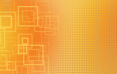 Poster - Merged square frames of yellow gradient colors on an orange background next to the yellow grid