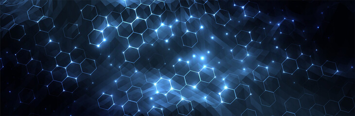 Aufkleber - Futuristic Hexagon background. Blue Hexagonal pattern. Modern vector illustration