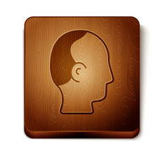 Sticker - Brown Baldness icon isolated on white background. Alopecia. Wooden square button. Vector