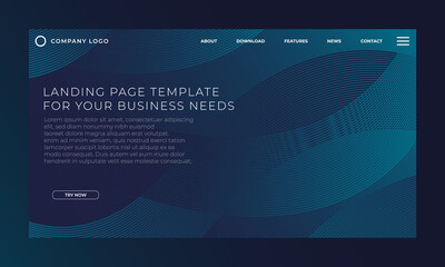 Poster - Landing page template with modern wave curve for business website design. Eps10 vector illustration