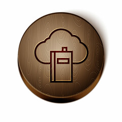 Poster - brown line cloud or online library icon isolated on white background. internet education or distance