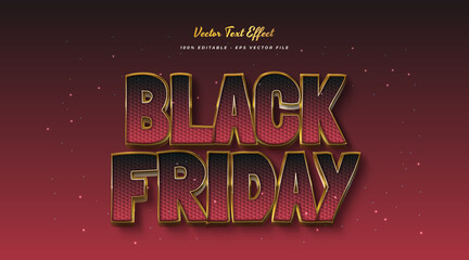 Wall Mural - black friday text in red and gold. editable text style effect