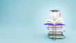 © nonnie192 - Open book with Graduation hat on light bulb. Education, learning on school and university or idea concept. 3d illustration