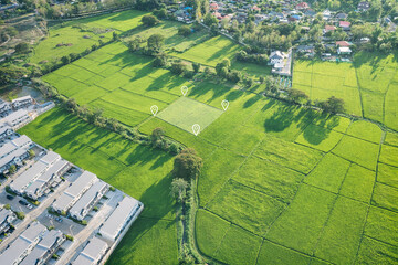 Wall Mural - land plot in aerial view. identify registration symbol of vacant area for map. that property, real e