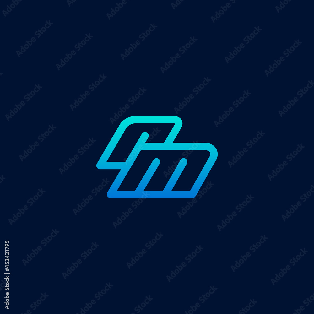initial letter rm logo, with dark blue background. modern line logo ...