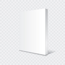 Blank White Standing Thin Softcover Book Or Magazine Mockup Template.
