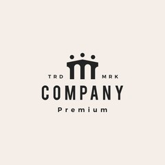 Wall Mural - three people bridge team group of 3 hipster vintage logo vector icon illustration