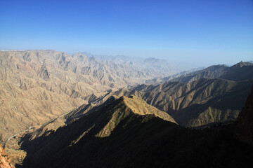 Canvas Print - The canyon of Asir region, the view from the viewpoint, Saudi Arabia